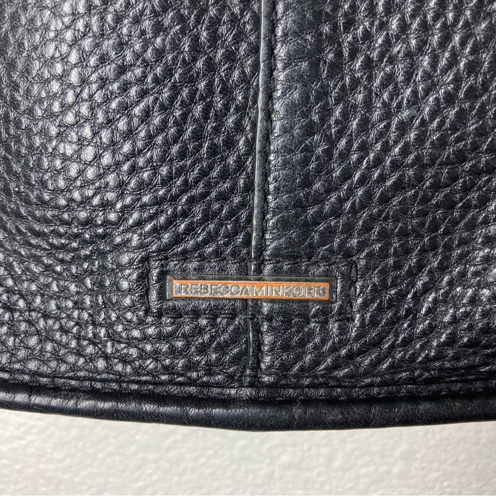 Rebecca Minkoff Pebbled Leather Mini Tote Bag 8x7" Black Minimalist - Picture 9 of 16